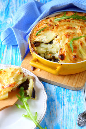 potato casserole with mushrooms, foodの写真素材