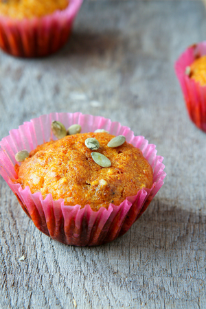 mini muffins with pumpkin jam, foodの写真素材