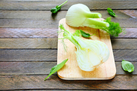 halves of fresh fennel, food closeupの写真素材
