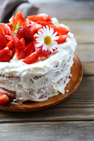 Summer round cake, food closeup