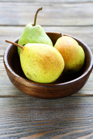 honey pears in a bowl food closeupの写真素材