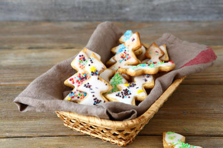 Christmas cookies in a basket, food