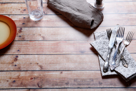 Kitchen set on the table, top wievの写真素材