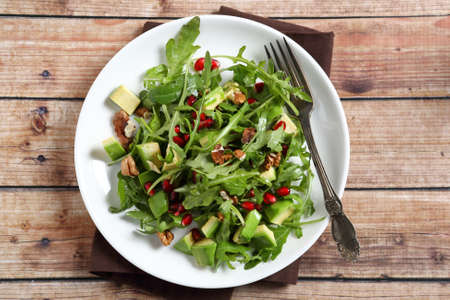 Light salad with arugula and avocado, foodの写真素材