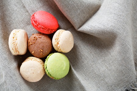Delicious macaroon on a napkin, foodの写真素材