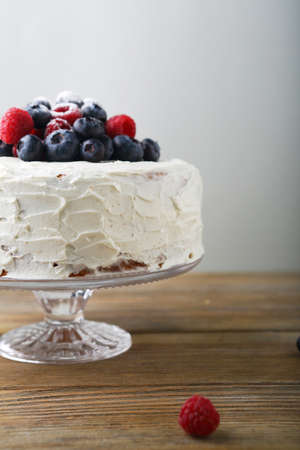 Sweet cake with berries foodの写真素材