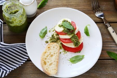 Caprice salad on a plate, foodの写真素材