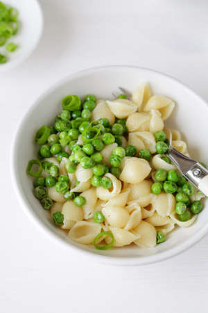 pasta with roasted green peas, foodの写真素材