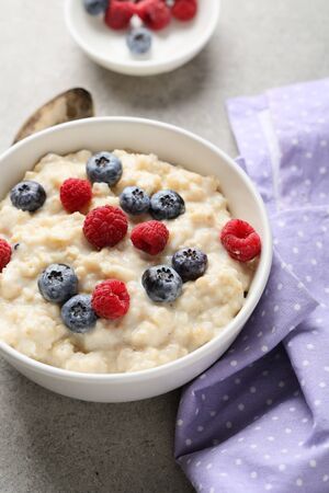 Diet cereal breakfast, food closeupの写真素材