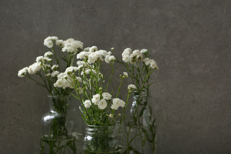Small bouquets in glass vases, summer flowersの写真素材