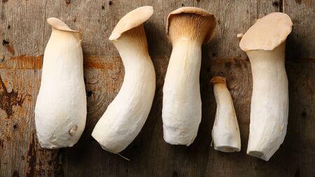 King oysters mushrooms, food top viewの写真素材