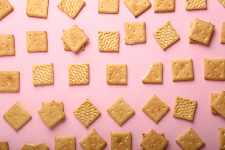 Crackers pink backgroundの写真素材