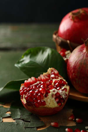Ripe Organic pomegranates, food closeupの写真素材