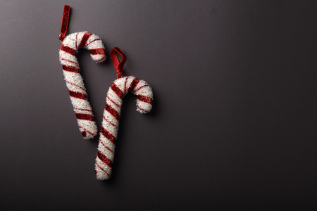 Christmas decorations on dark background, holiday