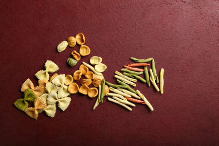 Raw Italian pasta above, foodの写真素材