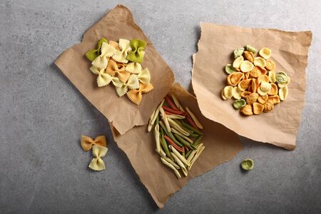 Dry italian pasta top viewの写真素材