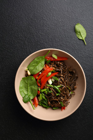 Soba noodles top viewの写真素材