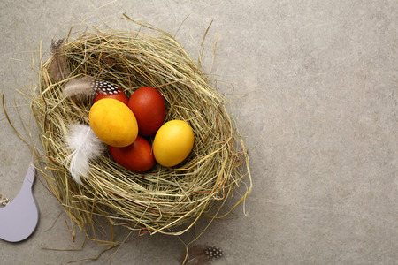 Colored Easter eggs, natural food