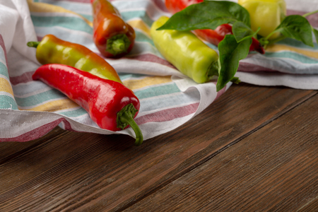 Fresh red and green pepperの写真素材