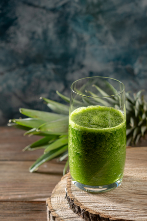 Green smoothie in glassの写真素材