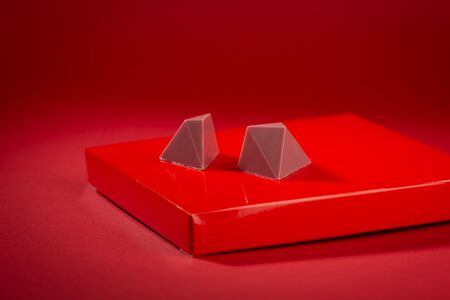 Red ruby chocolate bonbons close-upの写真素材