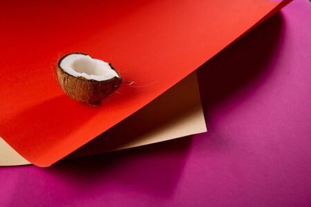 Geometric paper colorful art background with coconut