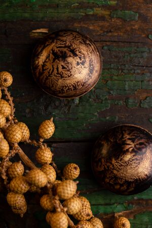 Two Brown chocolate candy top viewの写真素材