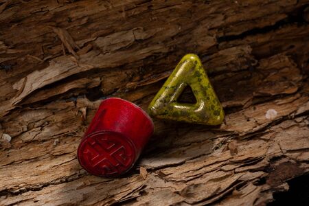 Chocolate bonbons on wooden background