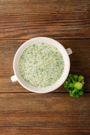 creamy broccoli soup with cheeseの写真素材