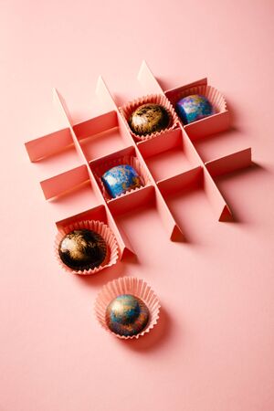 Background with chocolate bonbon collectionの写真素材
