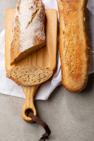 Fresh bread loaf top viewの写真素材