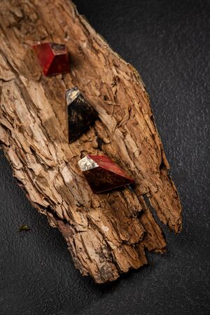 Chocolate color bonbon collection on woodの写真素材
