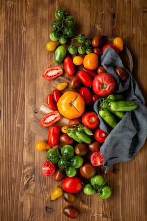 Harvest of local tomatoes, healthy foodの写真素材