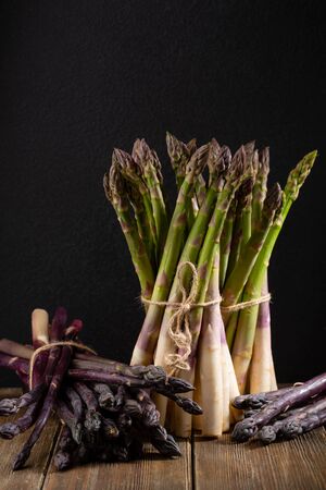 Bunches of fresh asparagusの写真素材