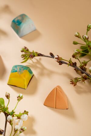 Spring collection of chocolate candies close-upの写真素材