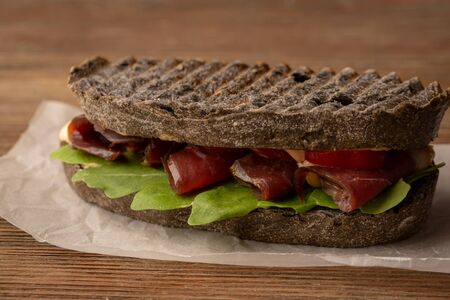 Sandwich with red meat close-upの写真素材