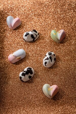 Collection modern chocolate candies top viewの写真素材