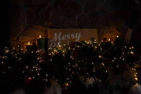 Dark christmas background with highlightsの写真素材