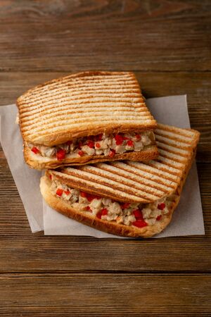 Two sandwich with tuna and paprikaの写真素材