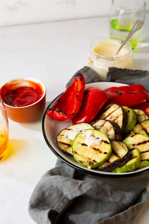 Grilled vegetables on plate, healthy foodの写真素材