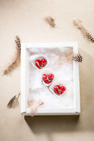 Candy for Vlentineâs Day in gift boxの写真素材