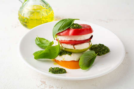 Tomato and cheese summer saladの写真素材
