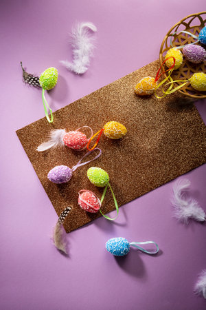 Easter eggs decorations for spring holidayの写真素材