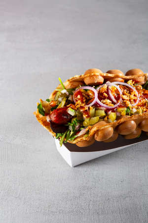Take away food in paper box, street foodの写真素材