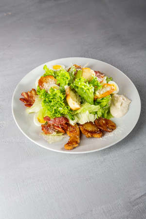 Chicken caesar salad close up saladの写真素材