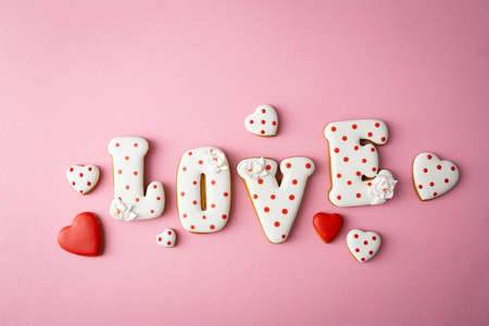 Sweet cookies for love holiday concept Valentine s Dayの写真素材