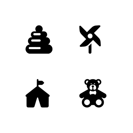 Childhood, kids, children. Set outline icon EPS 10 vector format. Professional pixel perfect black & white icons optimized for both large and small resolutions. Transparent background.のイラスト素材