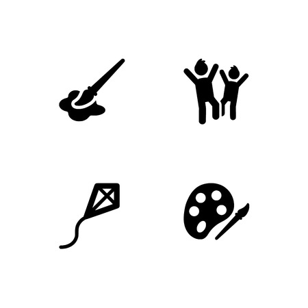 Childhood, kids, children. Set outline icon EPS 10 vector format. Professional pixel perfect black & white icons optimized for both large and small resolutions. Transparent background.のイラスト素材
