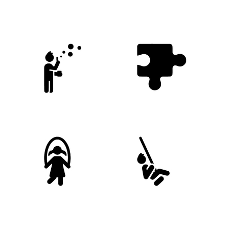 Childhood, kids, children. Set outline icon EPS 10 vector format. Professional pixel perfect black & white icons optimized for both large and small resolutions. Transparent background.のイラスト素材