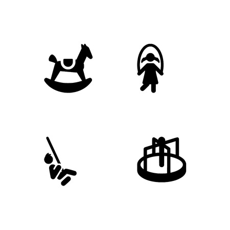 Childhood, kids, children. Set outline icon EPS 10 vector format. Professional pixel perfect black & white icons optimized for both large and small resolutions. Transparent background.のイラスト素材